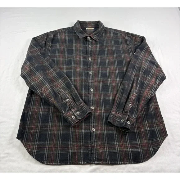 Carbon 2 Cobalt Corduroy Shirt Mens Large Plaid Button Up Long Sleeve - Picture 2 of 8